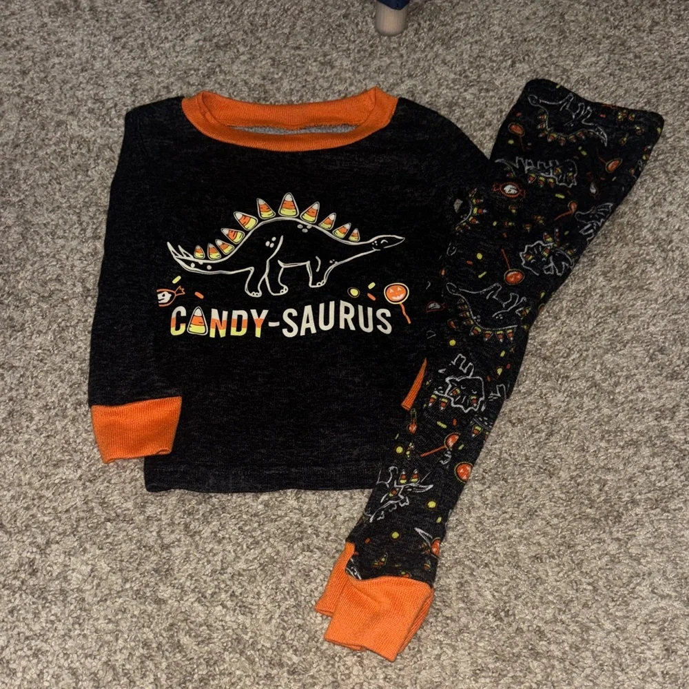 Candy-Saurus Black & Orange Kids Pajama Set